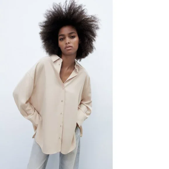 Zara | Tops | Zara Womens Size Small Sand Beige Soft Loose
